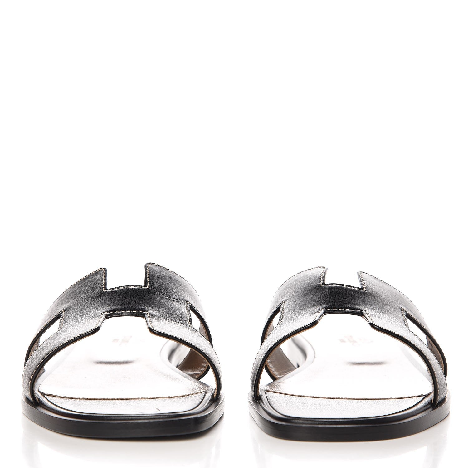 Hermes Box Calfskin Oran Sandals 36.5 Black 3 of 11