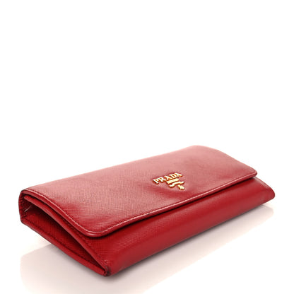 Prada Saffiano Metal Continental Flap Wallet Fuoco 4 of 14