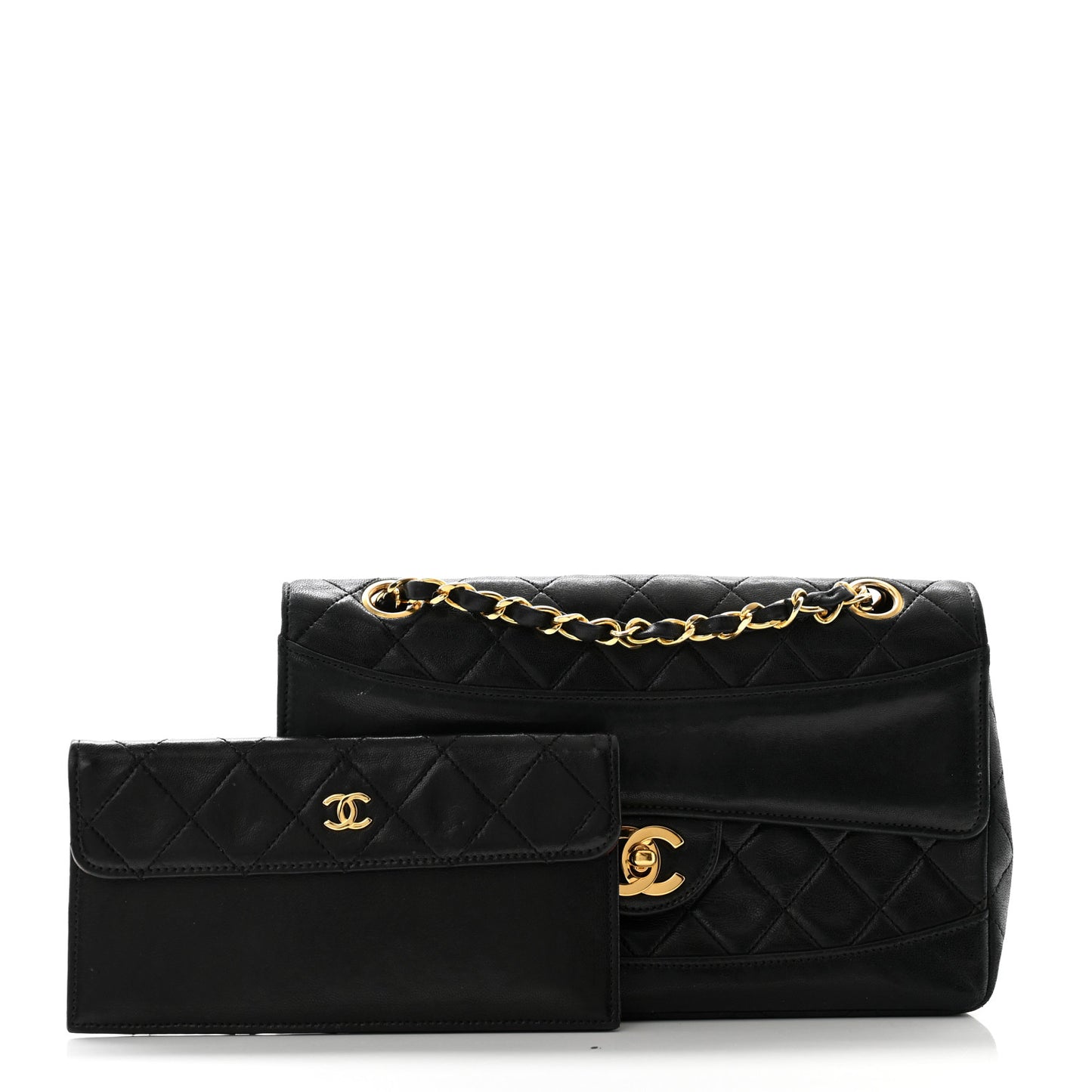 Lambskin Quilted Small Single Flap Black