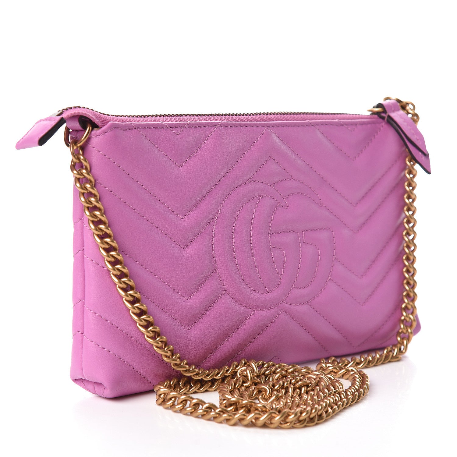 Gucci Calfskin Matelasse Mini GG Marmont Chain Bag Candy Mousse 3 of 11