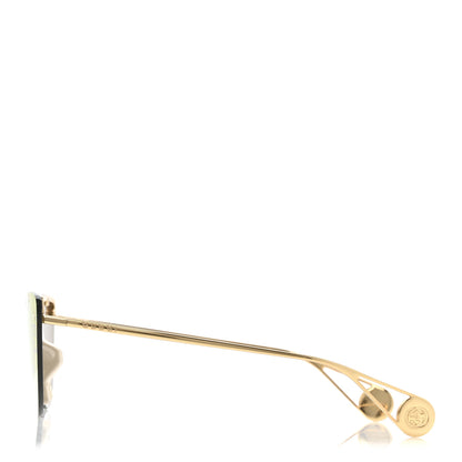 Gucci Metal Rimless Star Studded Monogram 90mm Cat Eye GG0666S Sunglasses Mirror Purple 3 of 8