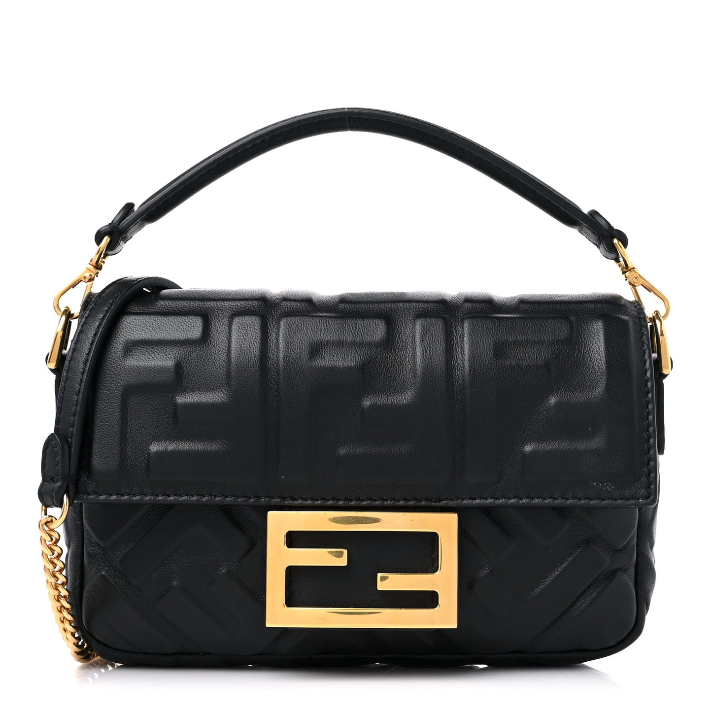 Nappa FF 1974 Embossed Mini Baguette Black