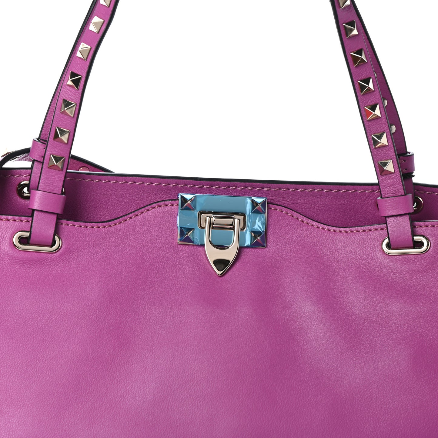 Vitello Medium Rockstud Tote Purple Violet