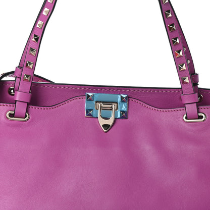 Valentino Garavani Vitello Medium Rockstud Tote Purple Violet 7 of 9