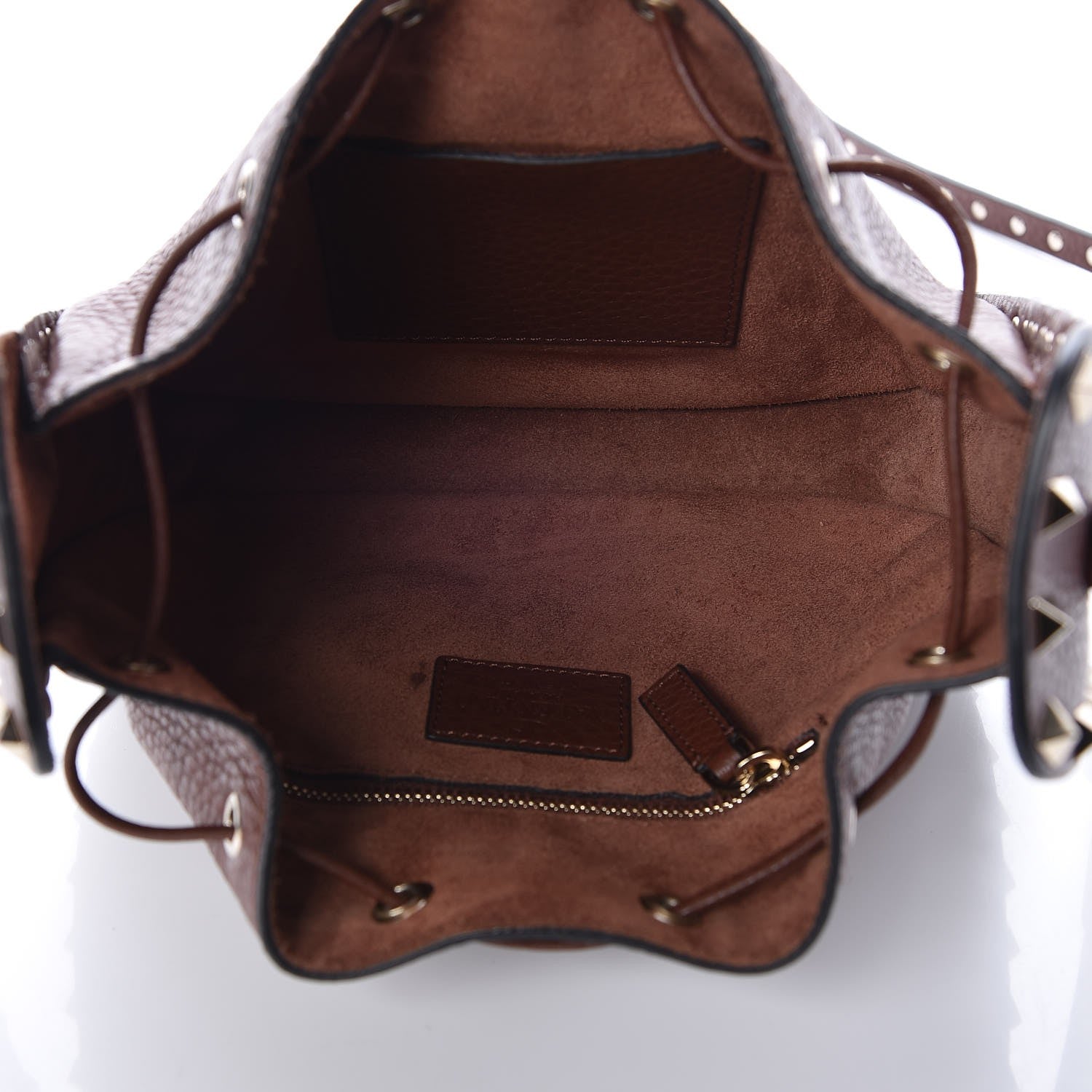 Valentino Garavani Grained Calfskin Rockstud Bucket Bag Light Brown 5 of 7