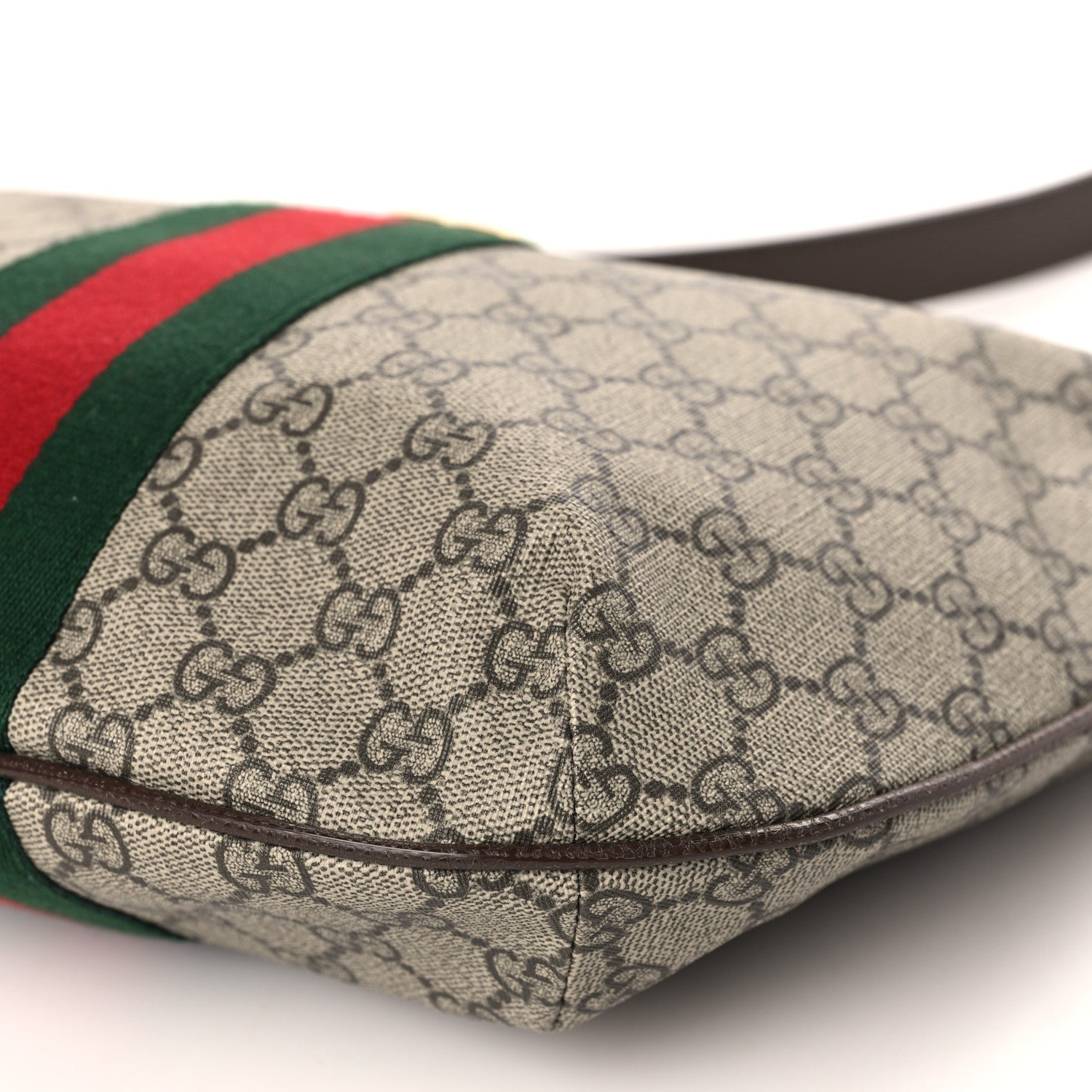 Gucci GG Supreme Monogram Textured Dollar Calfskin Web Small Ophidia Half Moon Hobo Beige Ebony New Acero 9 of 9