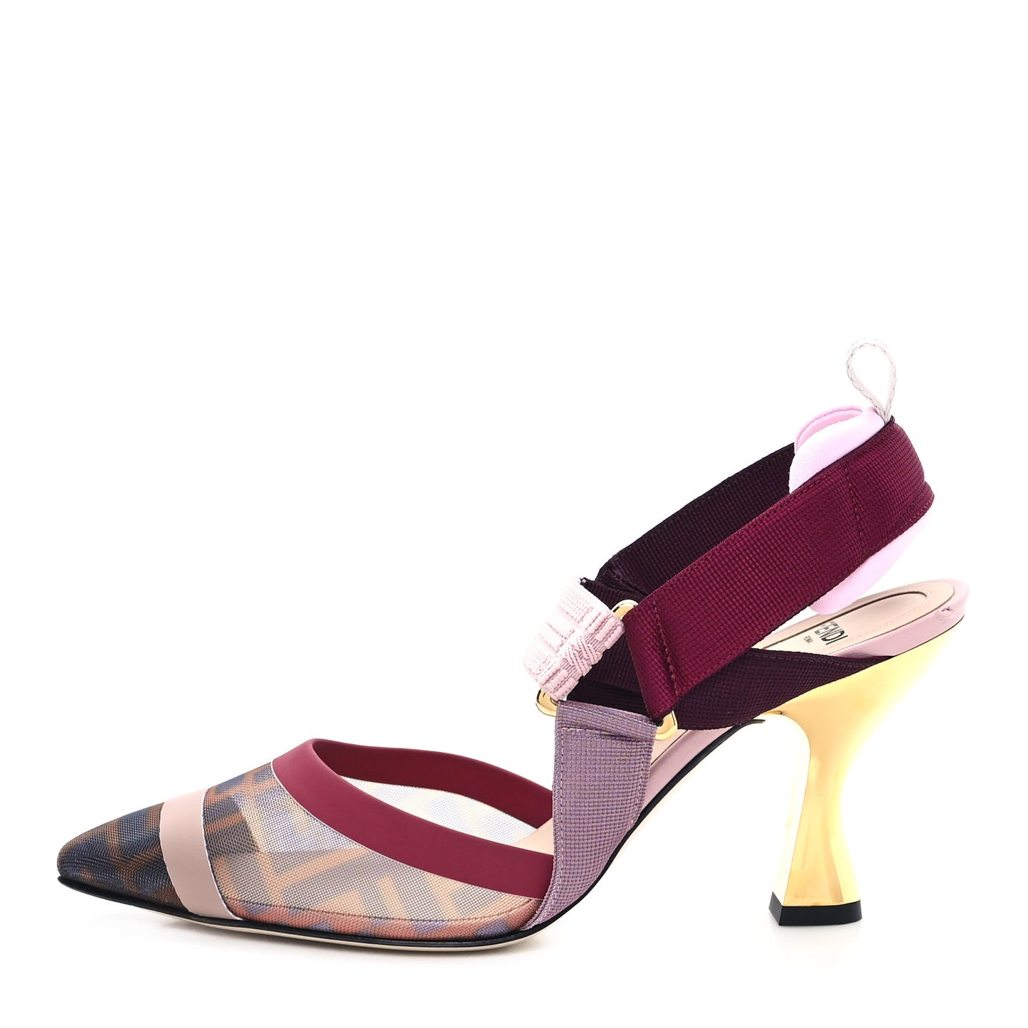 Technical Mesh FF Colibri 85mm Slingback Pumps 36.5 Tobacco Moro Black Anemone