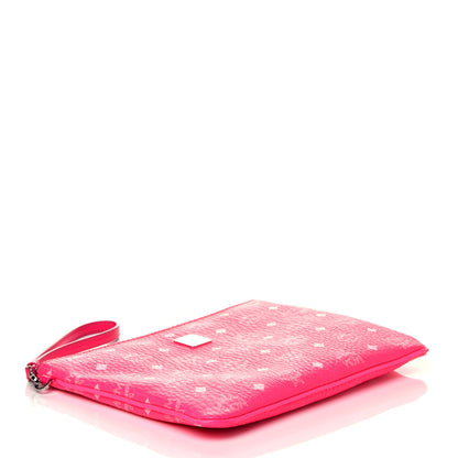 MCM Visetos Wristlet Zip Pouch Neon Pink 6 of 14