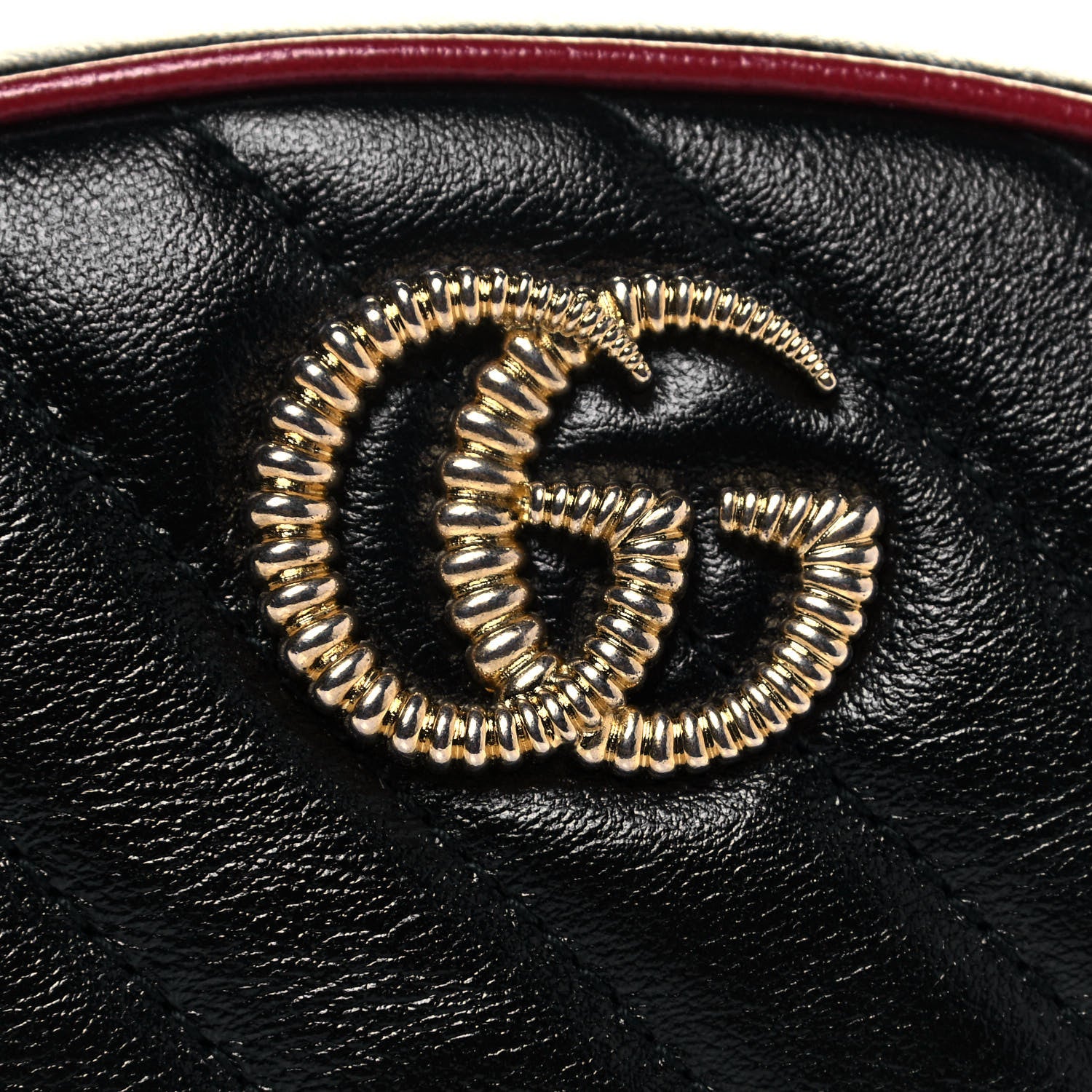 Gucci Azalea Calfskin Matelasse Diagonal Torchon GG Marmont Belt Bag 85 34 Black Romantic Cerise 8 of 11