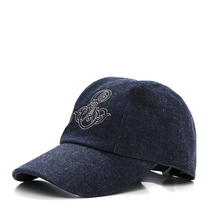 Hermes Denim Embroidered Davis Emile Hat 57 Indigo 1 of 8