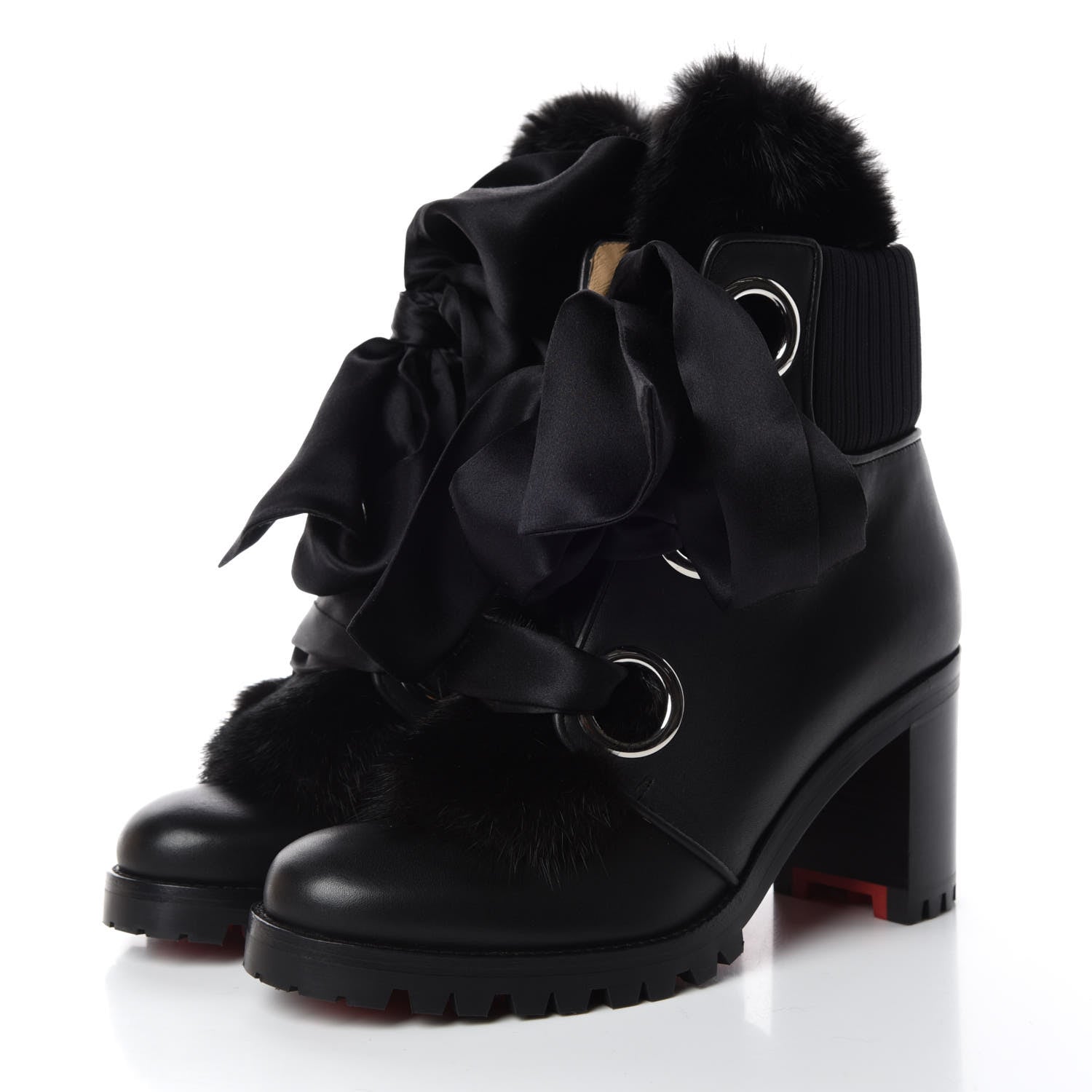 Christian Louboutin Calfskin Mink Jenny From the Alps 70 Ankle Boots 35.5 Black 3 of 8