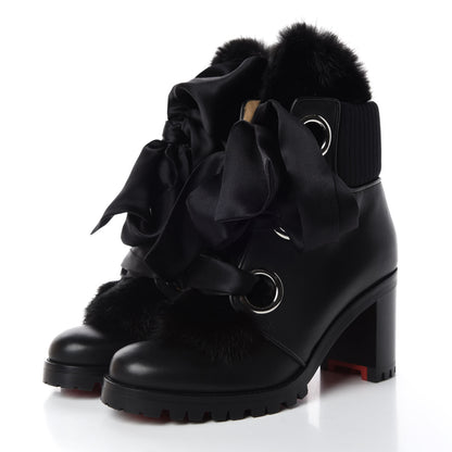 Christian Louboutin Calfskin Mink Jenny From the Alps 70 Ankle Boots 35.5 Black 3 of 8