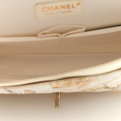 Chanel Denim Floral Printed Medium Double Flap Beige 5 of 10