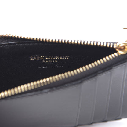 Saint Laurent Grained Calfskin Monogram 5 Fragments Zip Pouch Card Holder Black 6 of 7