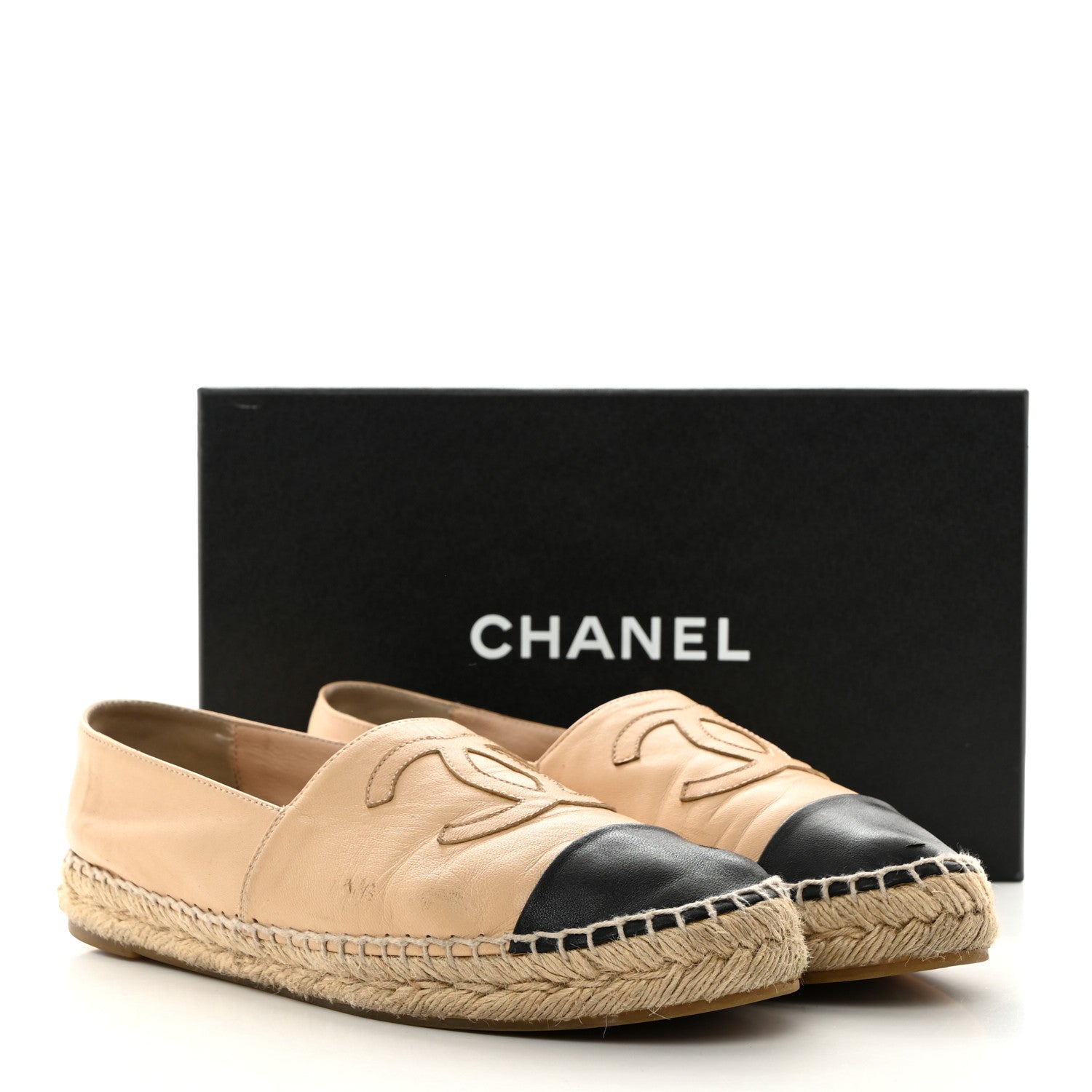 Chanel Lambskin CC Espadrilles 41 Beige Black 14 of 14