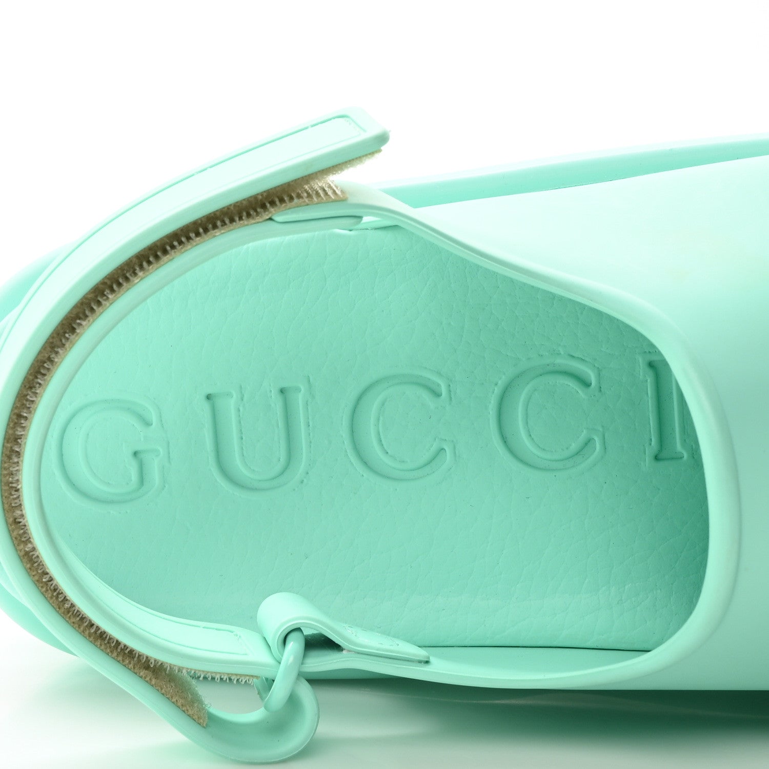 Gucci Soft Rubber Horsebit Womens Slingback Sandals 37 Teal Cyan 8 of 8