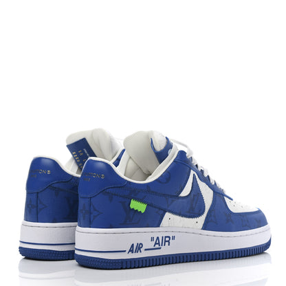 Louis Vuitton X NIKE AIR FORCE 1 Calfskin Monogram Mens Sneakers 7 Blue 4 of 10