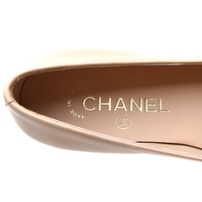 Chanel Enamel Pearl Crystal Lambskin CC Moccasin Loafers 37 Beige 8 of 12
