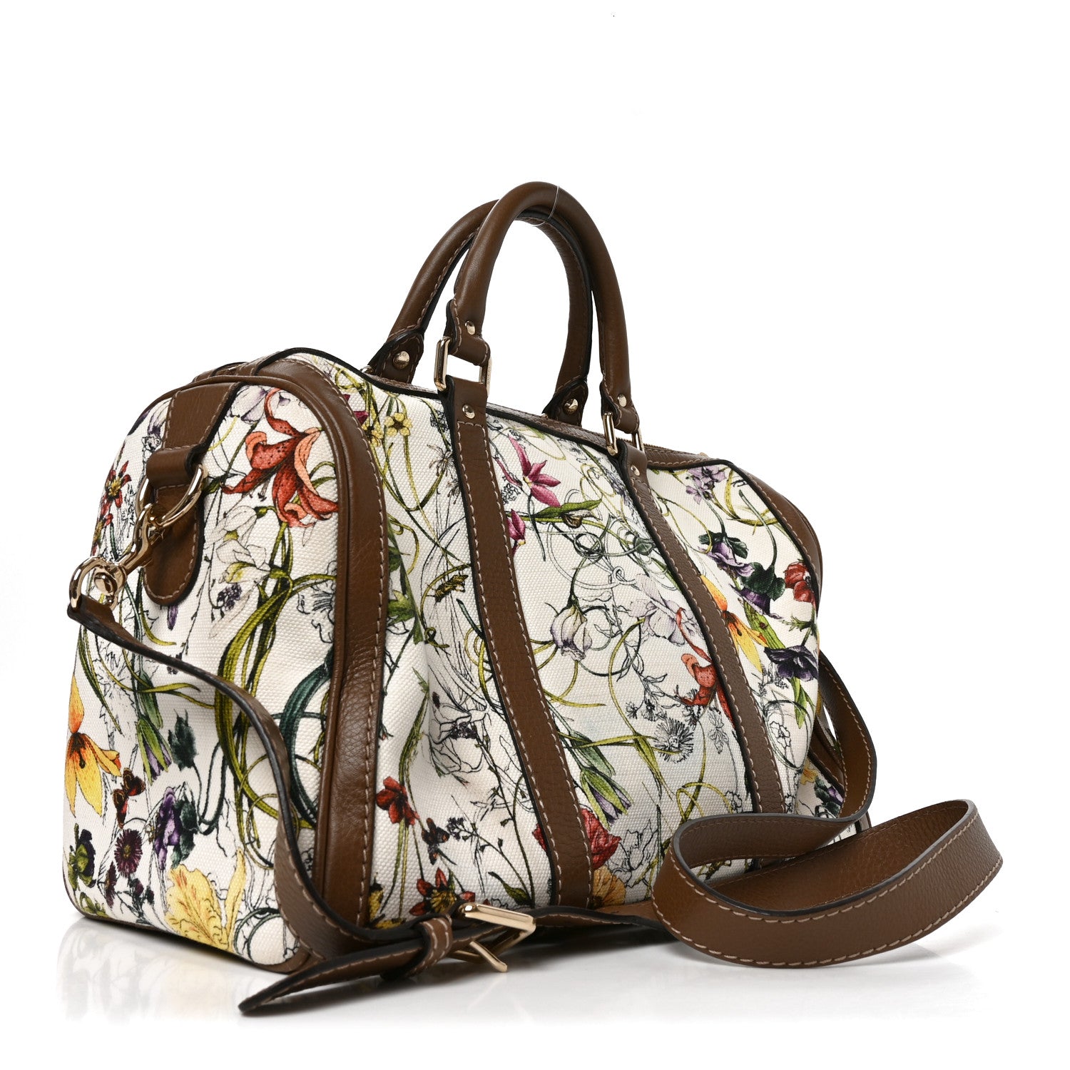 Gucci Canvas Flora Infinity Medium Joy Boston White Multicolor Acero 2 of 9