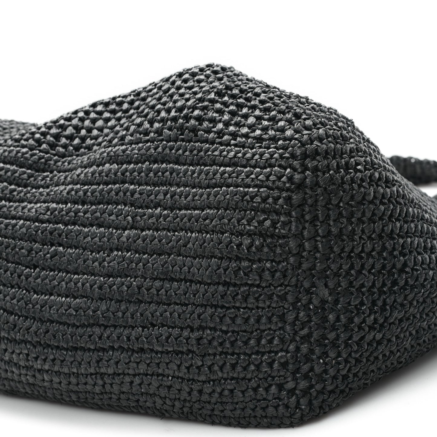 Yarn Raffia Effect Crochet Logo Tote Black