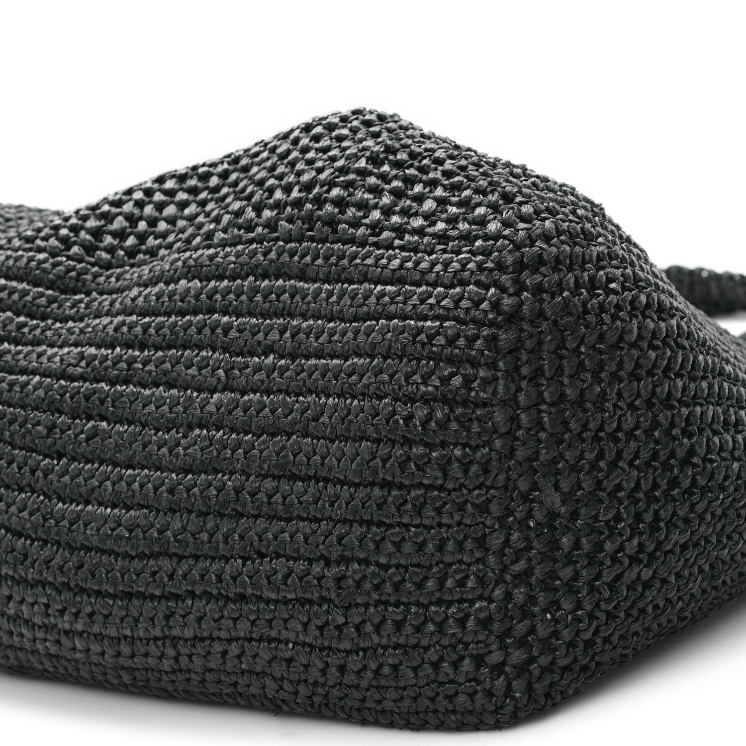 Prada Yarn Raffia Effect Crochet Logo Tote Black 9 of 12