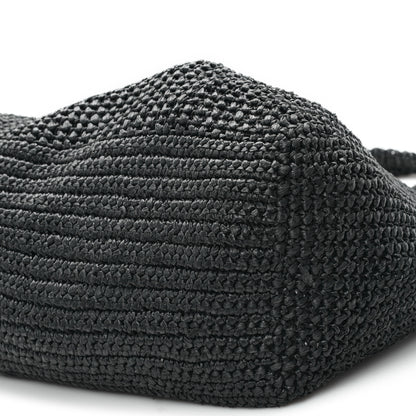 Prada Yarn Raffia Effect Crochet Logo Tote Black 9 of 12
