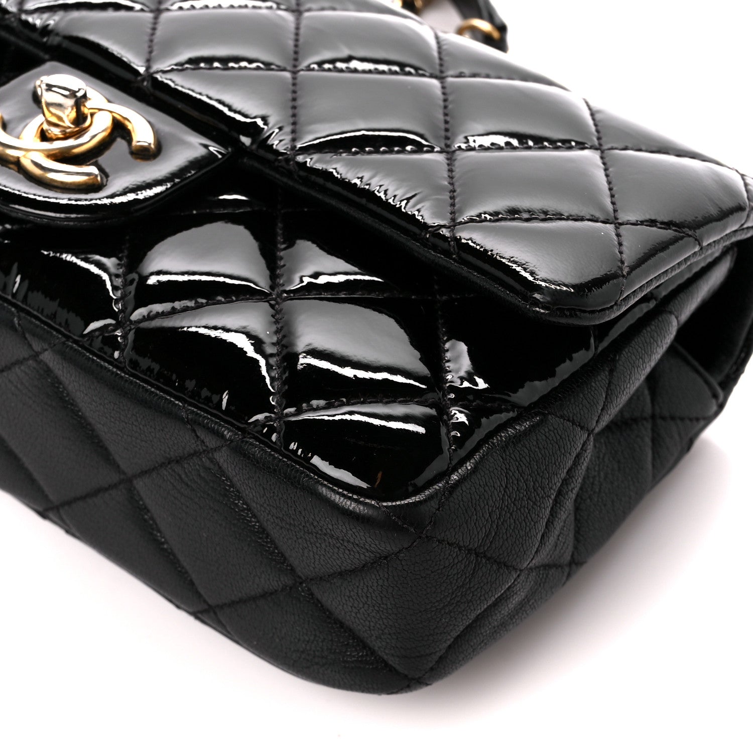 Chanel Patent Goatskin Quilted Small CC Eyelet Flap Black 11 of 12