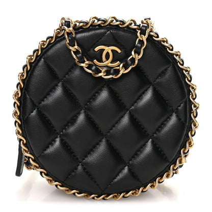 Chanel Lambskin Quilted Chain Around CC Round Clutch With Chain Black 1 of 10