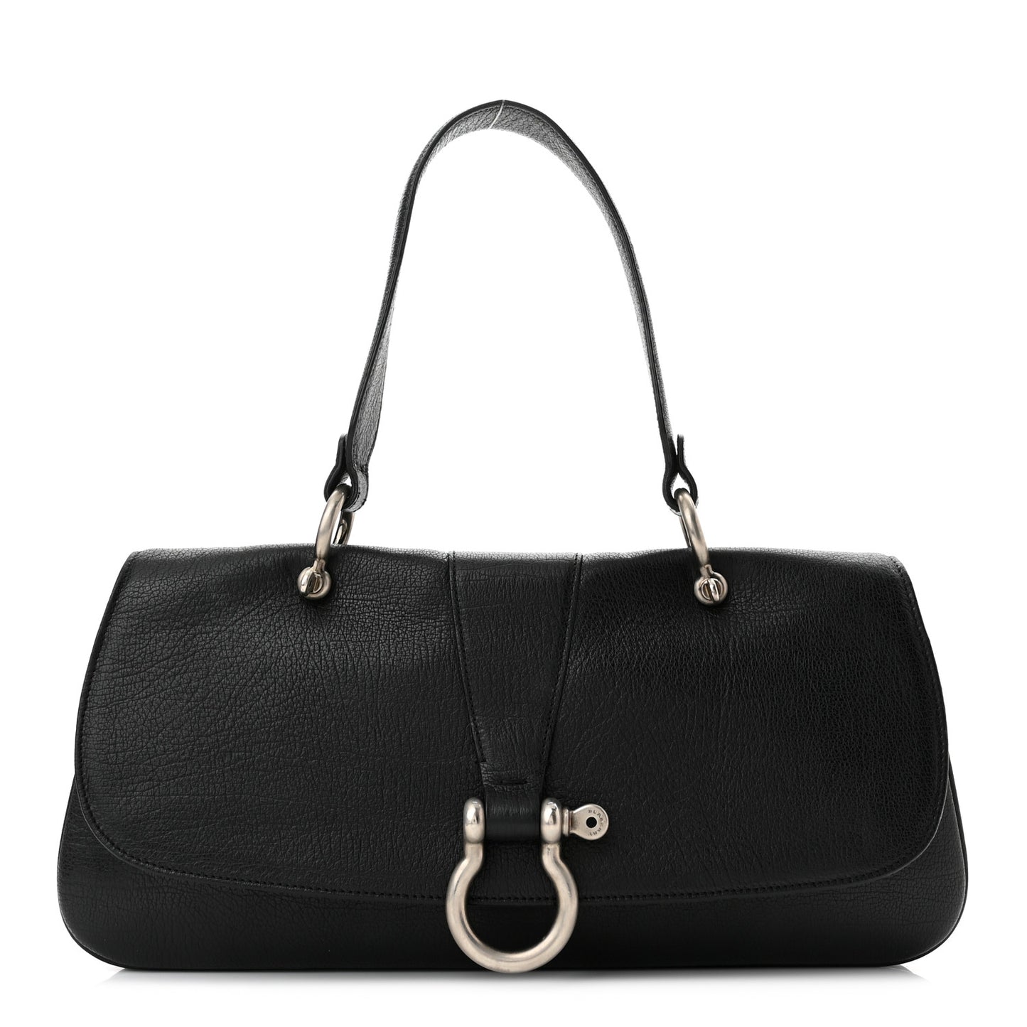 Textured Calfskin Shoulder Bag Black