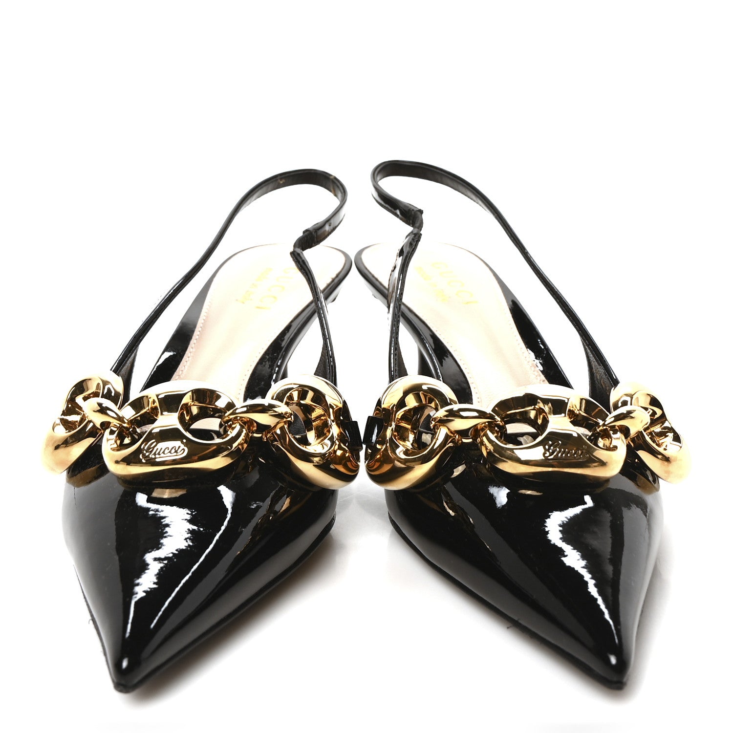 Gucci Vernice Crystal Nappa Charlotte Marina Slingback Pumps 36.5 Black 3 of 10