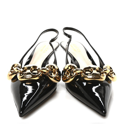 Gucci Vernice Crystal Nappa Charlotte Marina Slingback Pumps 36.5 Black 3 of 10