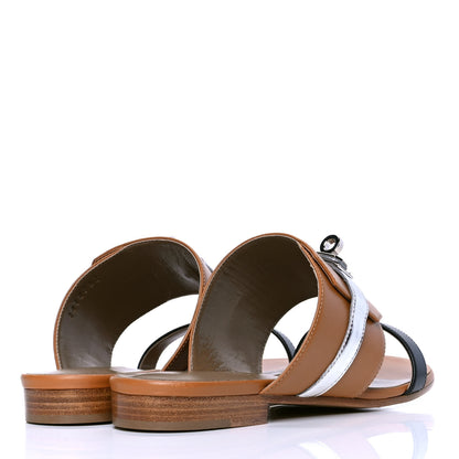 Hermes Calfskin Avenue Sandals 35.5 Multicolore Naturel 3 of 4