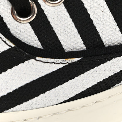Saint Laurent Canvas Striped Venice Low Top Sneakers 36.5 Black White 11 of 12
