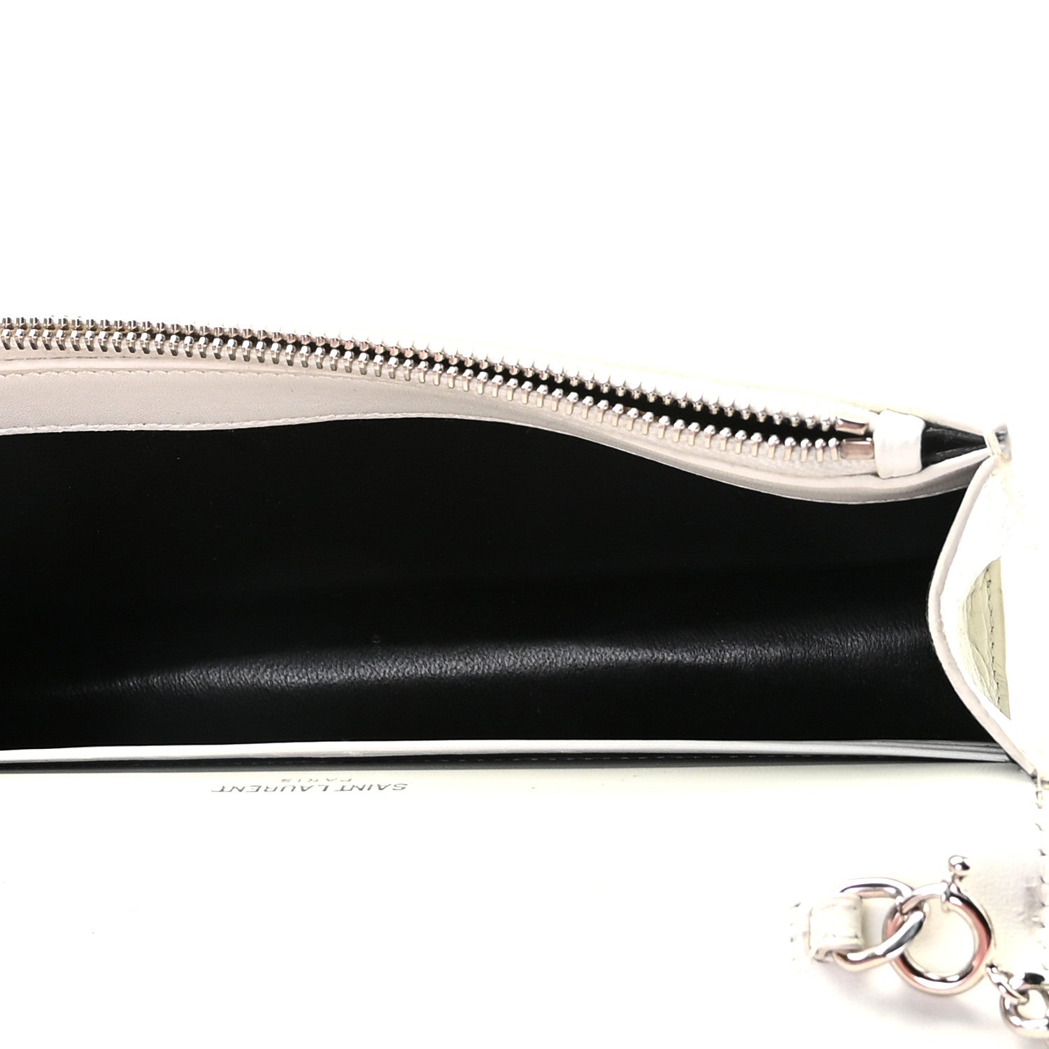 Saint Laurent Calfskin Crocodile Embossed Kate Monogram Tassel Chain Wallet Cremasoft 7 of 10