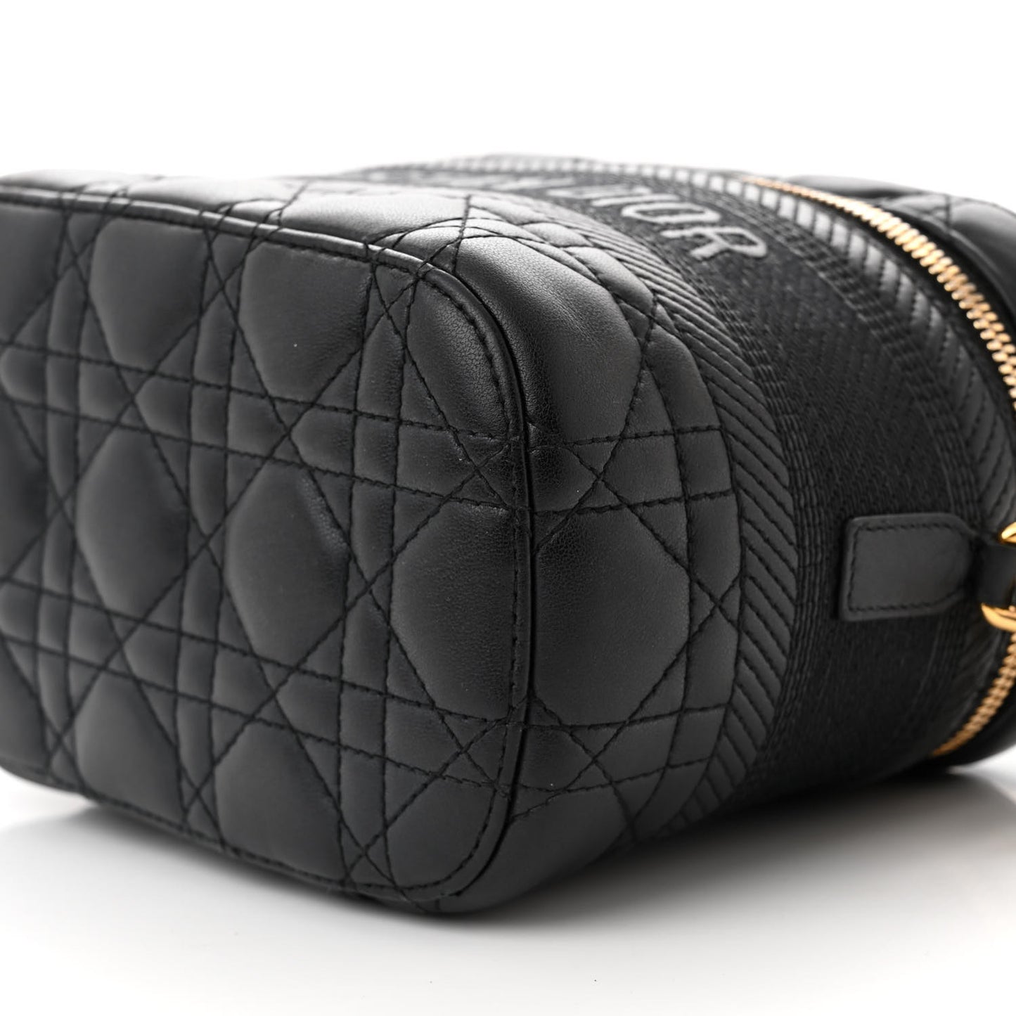 Lambskin Cannage Small Diortravel Vanity Case Black