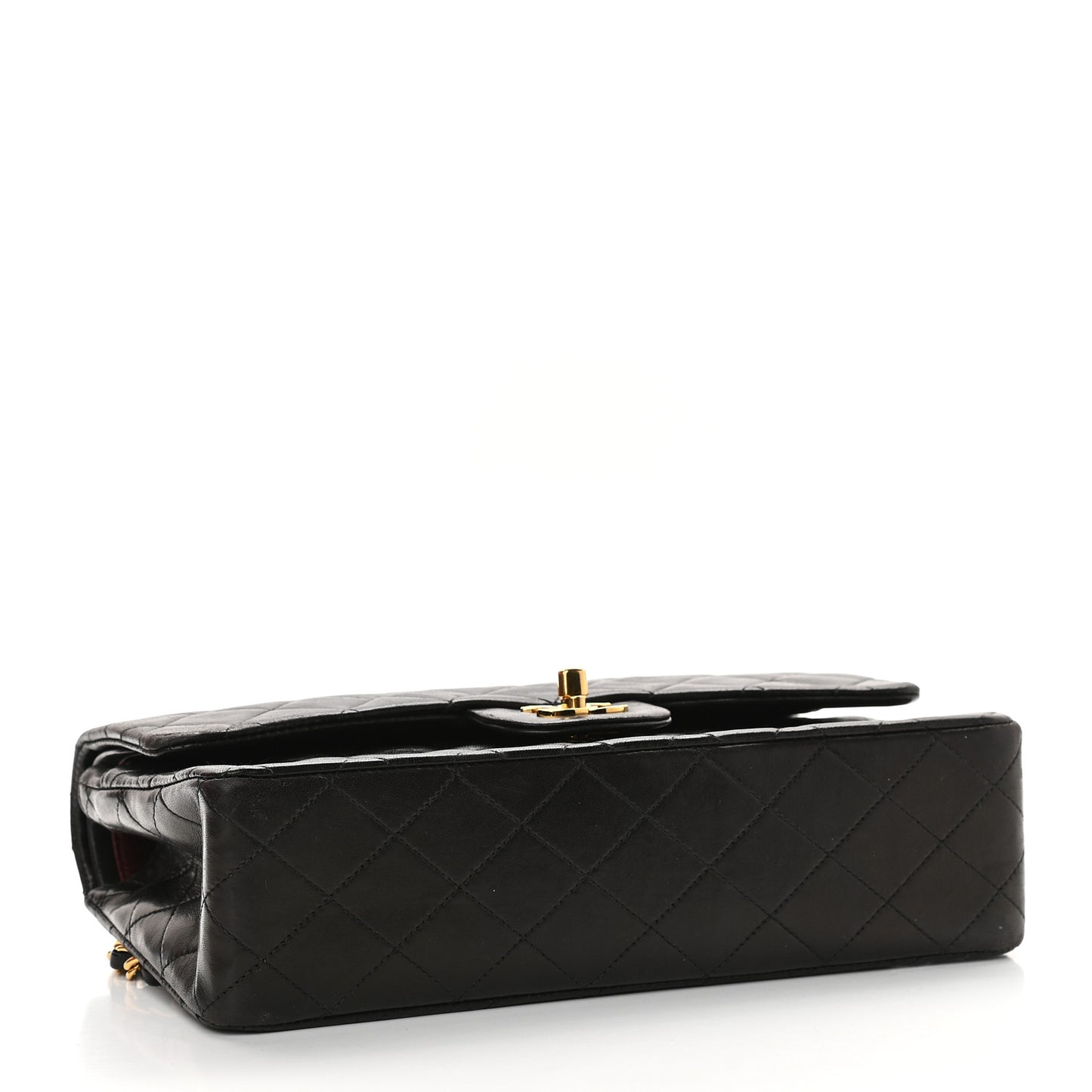 Lambskin Quilted Medium Double Flap Black