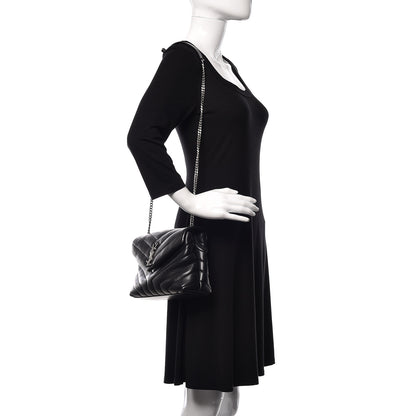 Saint Laurent Calfskin Y Quilted Monogram Small Loulou Chain Satchel Black 2 of 10