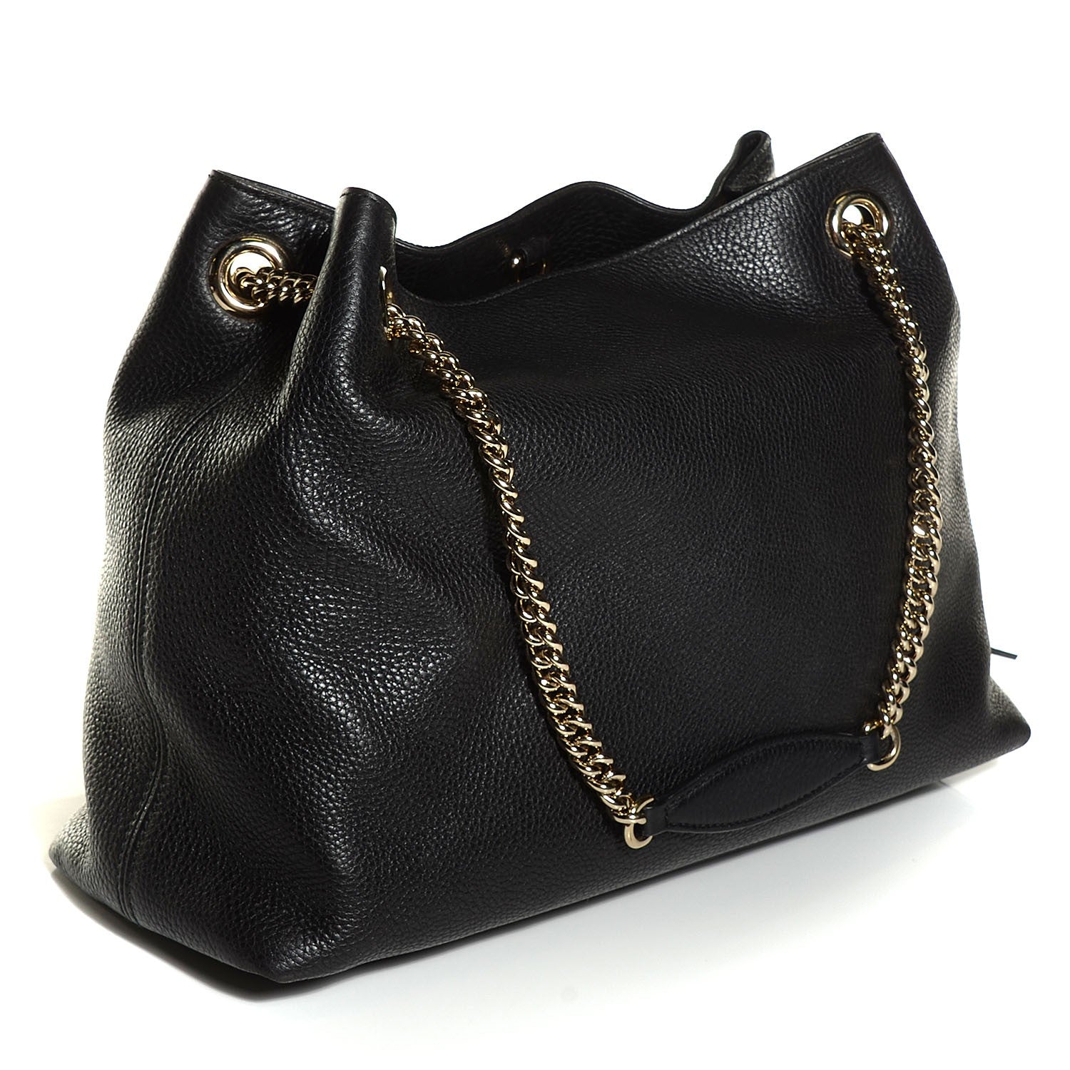 Gucci Pebbled Calfskin Medium Soho Chain Shoulder Bag Black 3 of 9