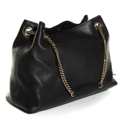 Gucci Pebbled Calfskin Medium Soho Chain Shoulder Bag Black 3 of 9
