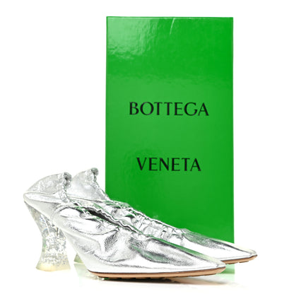 Bottega Veneta Metallic Crushed Nappa Glitter Plexiglass Almond Pumps 38.5 Silver 10 of 10