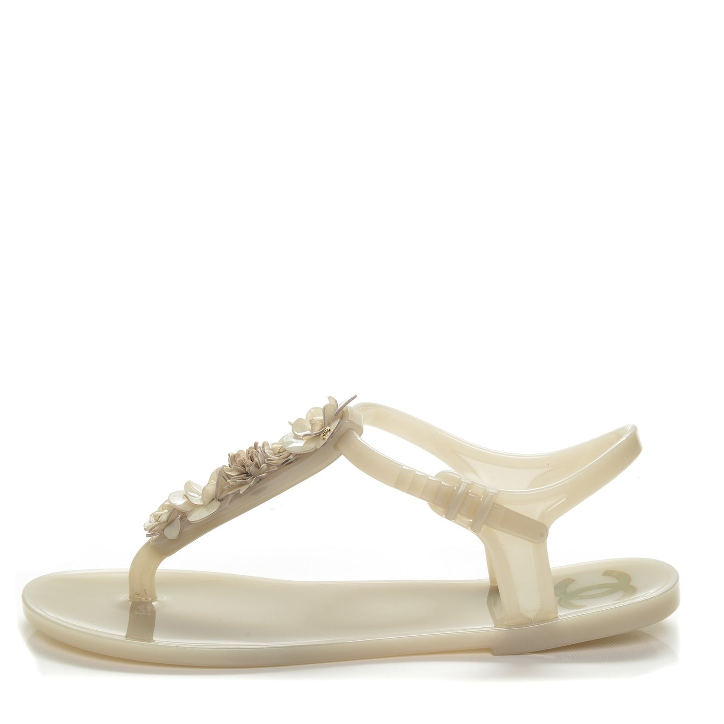 Jelly Camellia Thong Sandals 36 Beige