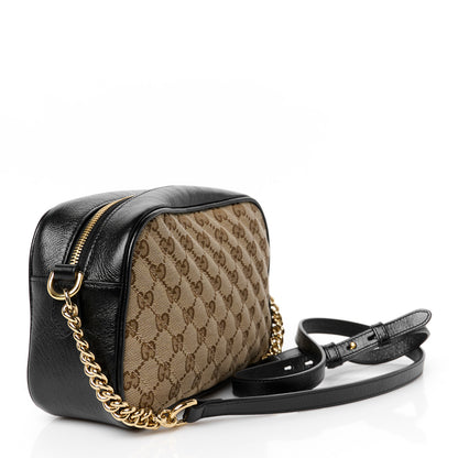 Gucci Monogram Matelasse Diagonal Small GG Marmont Chain Shoulder Bag Beige Black 3 of 11