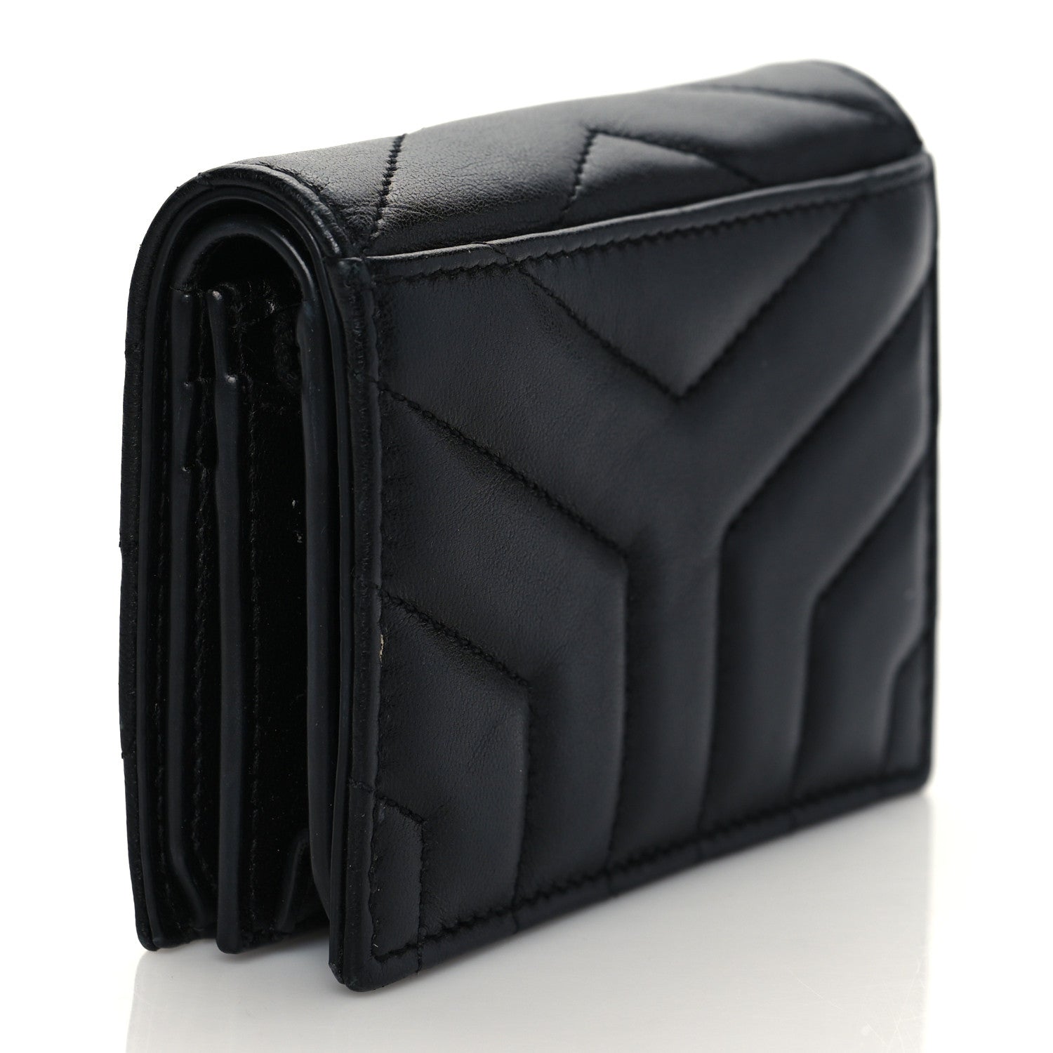 Saint Laurent Lambskin Y Quilted Monogram Loulou Flap Wallet Black 3 of 7