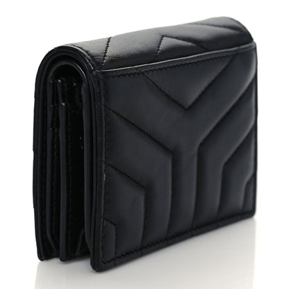 Saint Laurent Lambskin Y Quilted Monogram Loulou Flap Wallet Black 3 of 7