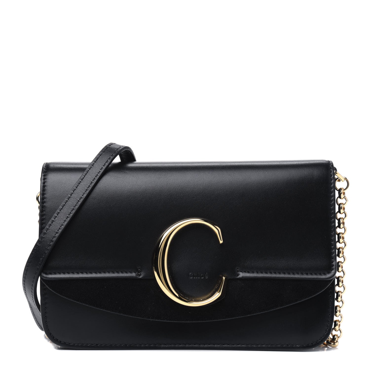 Chloe Calfskin Suede C Clutch With Chain Black 1 of 5