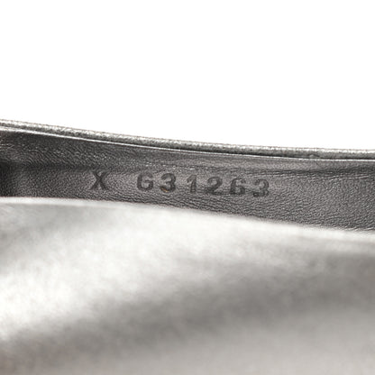 Chanel Metallic Calfskin Grosgrain Cap Toe CC Ballerina Flats 37 Silver Black 8 of 9