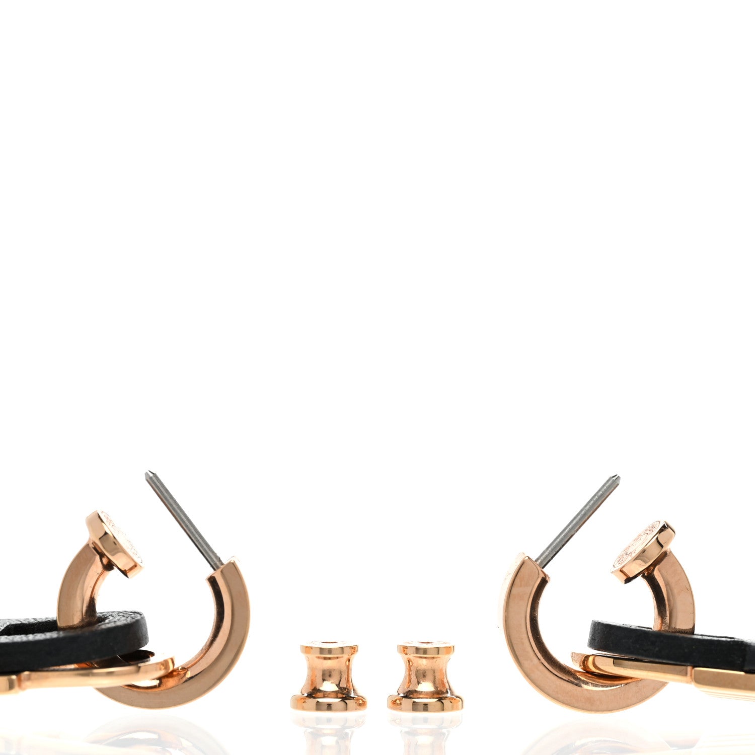 Hermes Rose Gold Swift O'Kelly Earrings Black 3 of 6