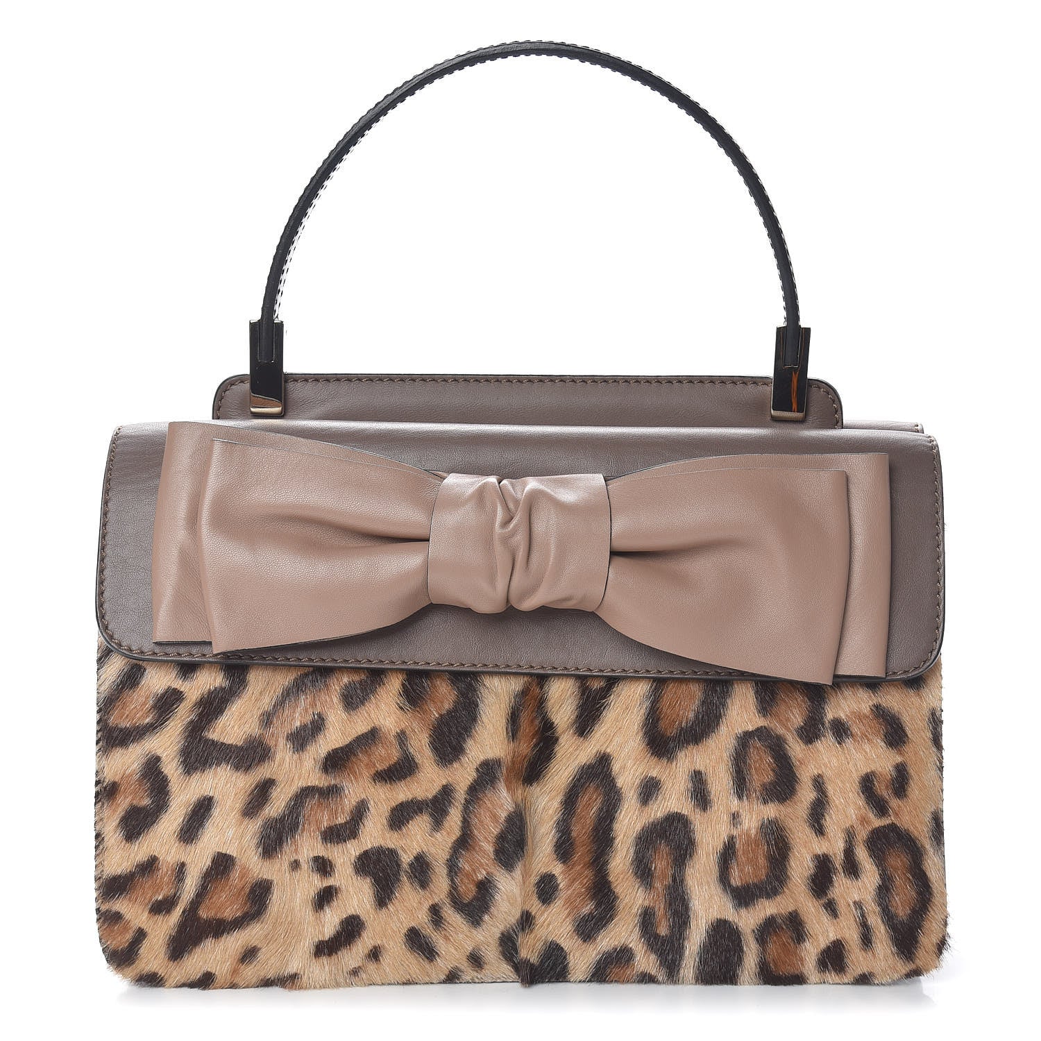 Valentino Garavani Calf Hair Leopard Print Aphrodite Bow Satchel 1 of 11