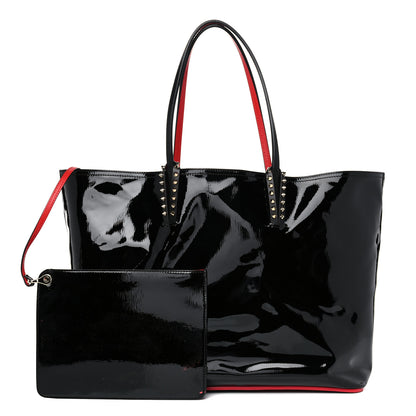 Christian Louboutin Patent Calfskin Spikes East West Cabata Tote Black 1 of 18