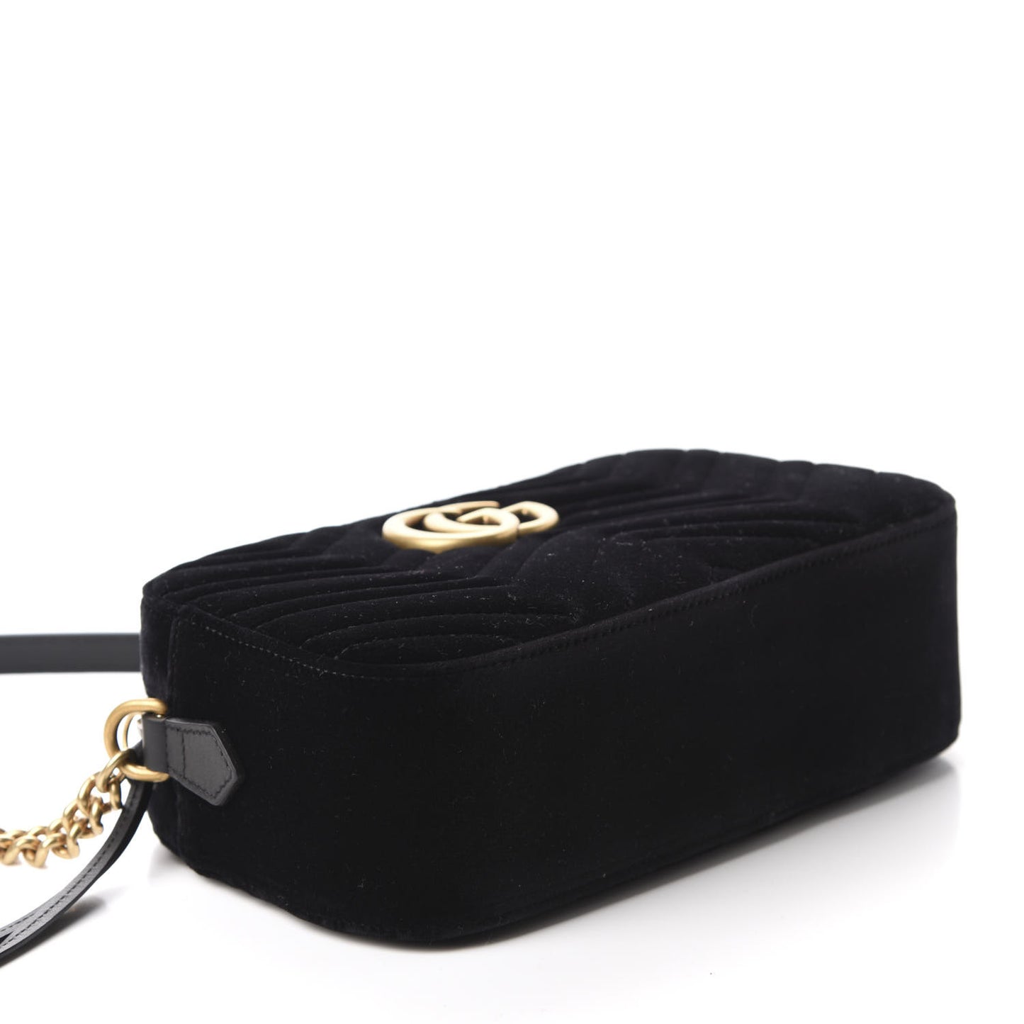 Velvet Matelasse Small GG Marmont Chain Shoulder Bag Black